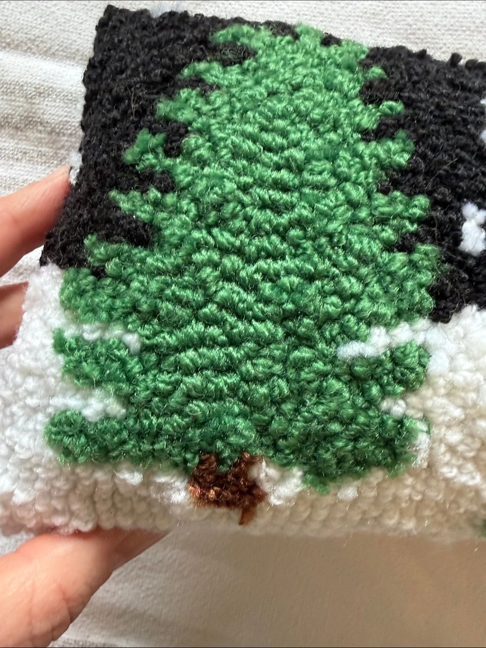 Tree with Snow Small Christmas Pillow